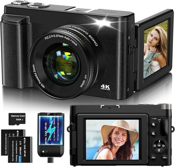 Lecnippy Fotocamera Digitale 4K,48MP