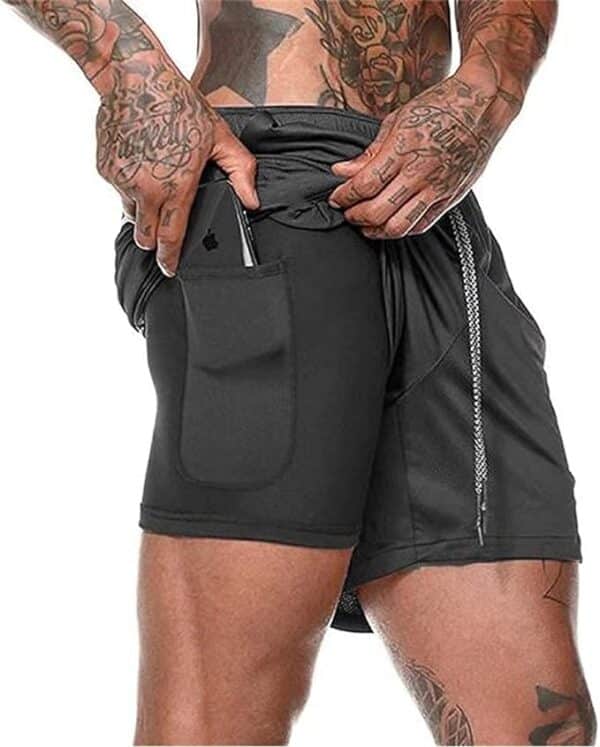XDSP Pantaloncini Sportivi da Uomo, 2 in 1 Sport e Allenamento Fitness